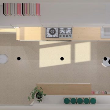 3D Vogelperspektive, Küchenplanung für eine Altbauwohnung