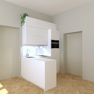 Minimalistische Küchenplanung für Kleinstwohnung in Wien